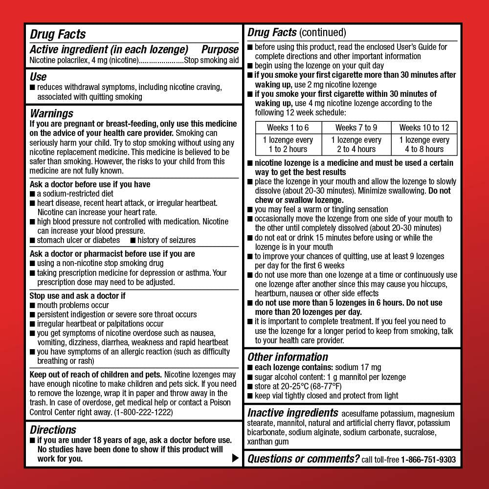 Amazon Basic Care nicotine lozenge 4 mg cherry 168-count box for extended use