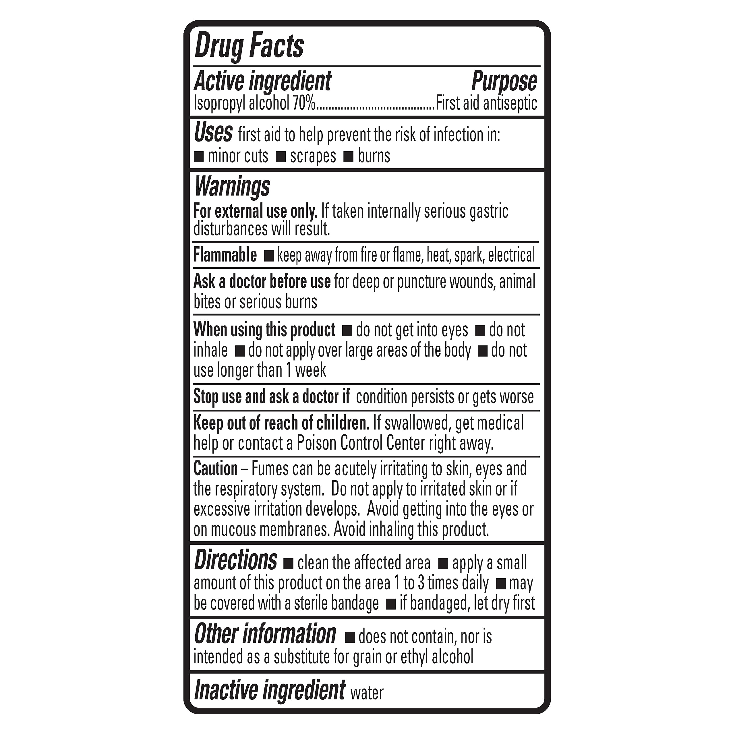 Amazon Basics 70% Isopropyl Alcohol bottle cap highlights safety and tamper-evident features