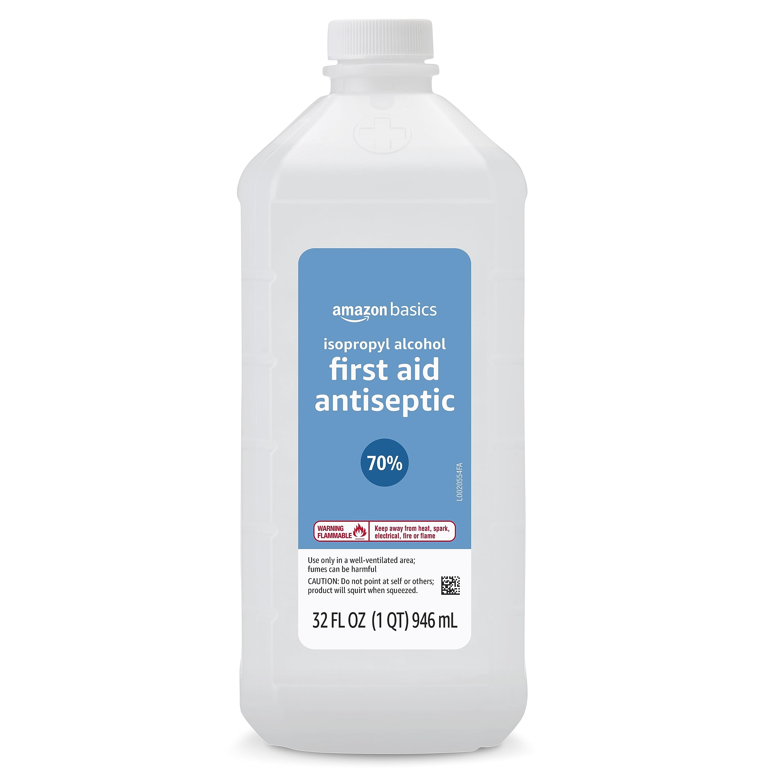 Amazon Basics 70% Isopropyl Alcohol six-bottles pack emphasizes bulk value for home first aid