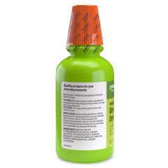 Amazon Basics Breath Defense mild mint pour shot illustrating usage.