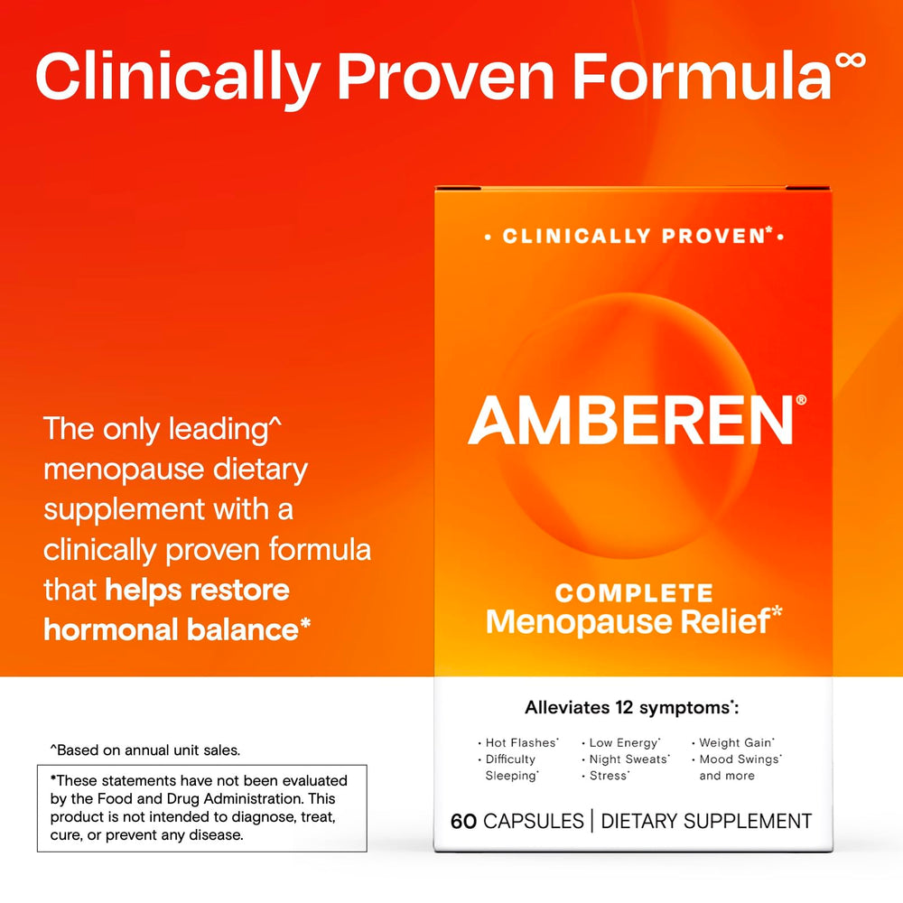 Amberen label detail shows drug-free ingredients suitable for daily routines.