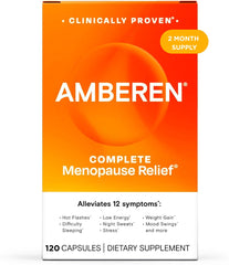 Amberen menopause capsules bottle ready for daily balance and symptom support.