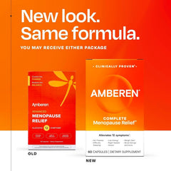 Amberen menopause packaging box highlights the science-backed formula for relief.