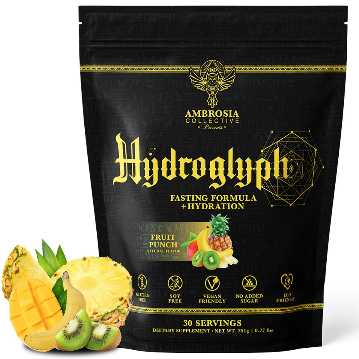 Ambrosia Hydroglyph bottle pour showing on-the-go hydration during workouts