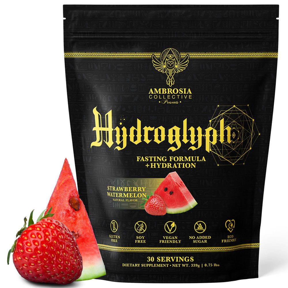 Ambrosia Hydroglyph bottle pouring to boost hydration during workouts.
