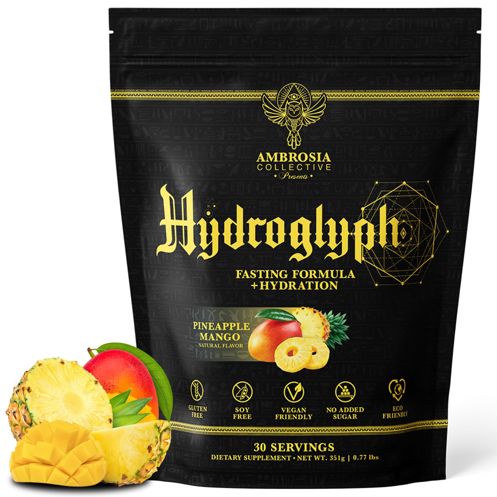 Ambrosia Hydroglyph bottle pour for quick hydration during workouts.
