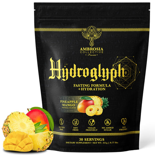Ambrosia Hydroglyph bottle pour for quick hydration during workouts.