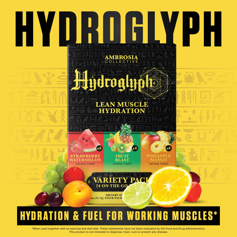 Ambrosia Hydroglyph Variety Pack offers multiple flavors for customizable hydration.