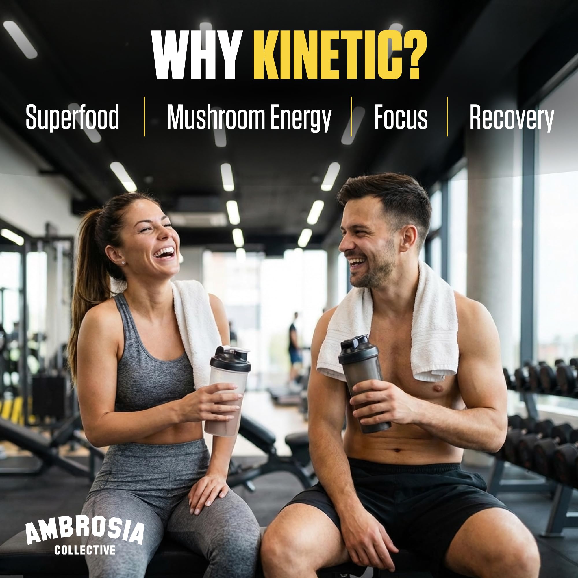 Ambrosia Kinetic pre workout glass with scoop ready to mix