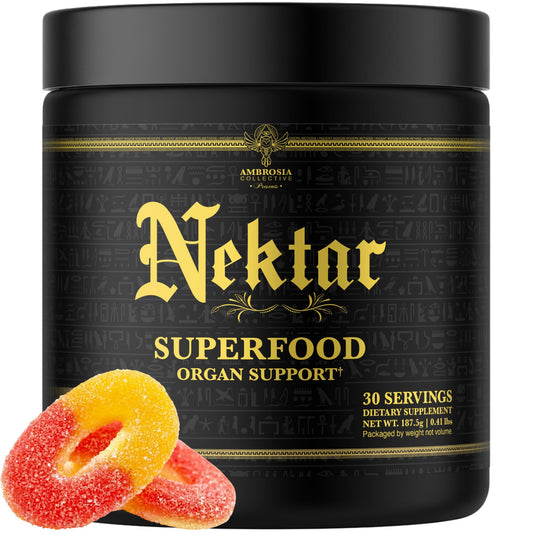 Ambrosia Nektar bottle front for daily organ support and overall wellness.