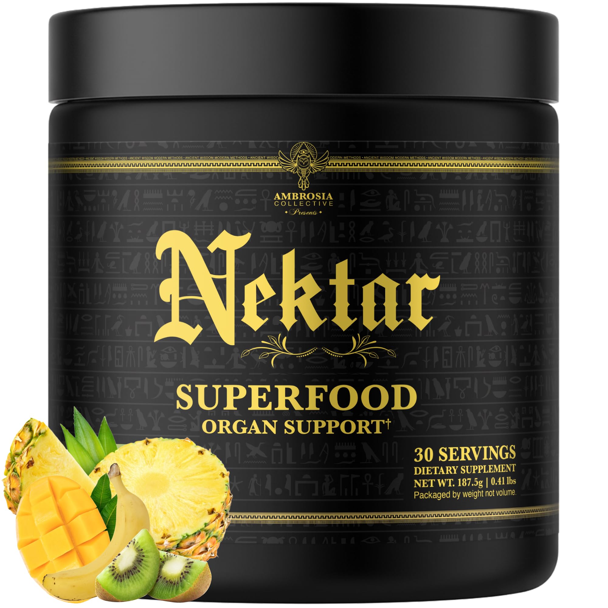 Ambrosia Nektar packshot showing the powder container for daily wellness