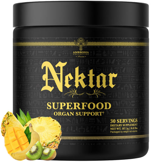 Ambrosia Nektar packshot showing the powder container for daily wellness