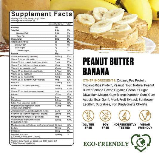 Ambrosia Planta dairy-free bottle label showcases plant-based protein with no added sugar.