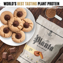 Ambrosia Planta Peanut Butter Cup flavor on a spoon ready to mix.