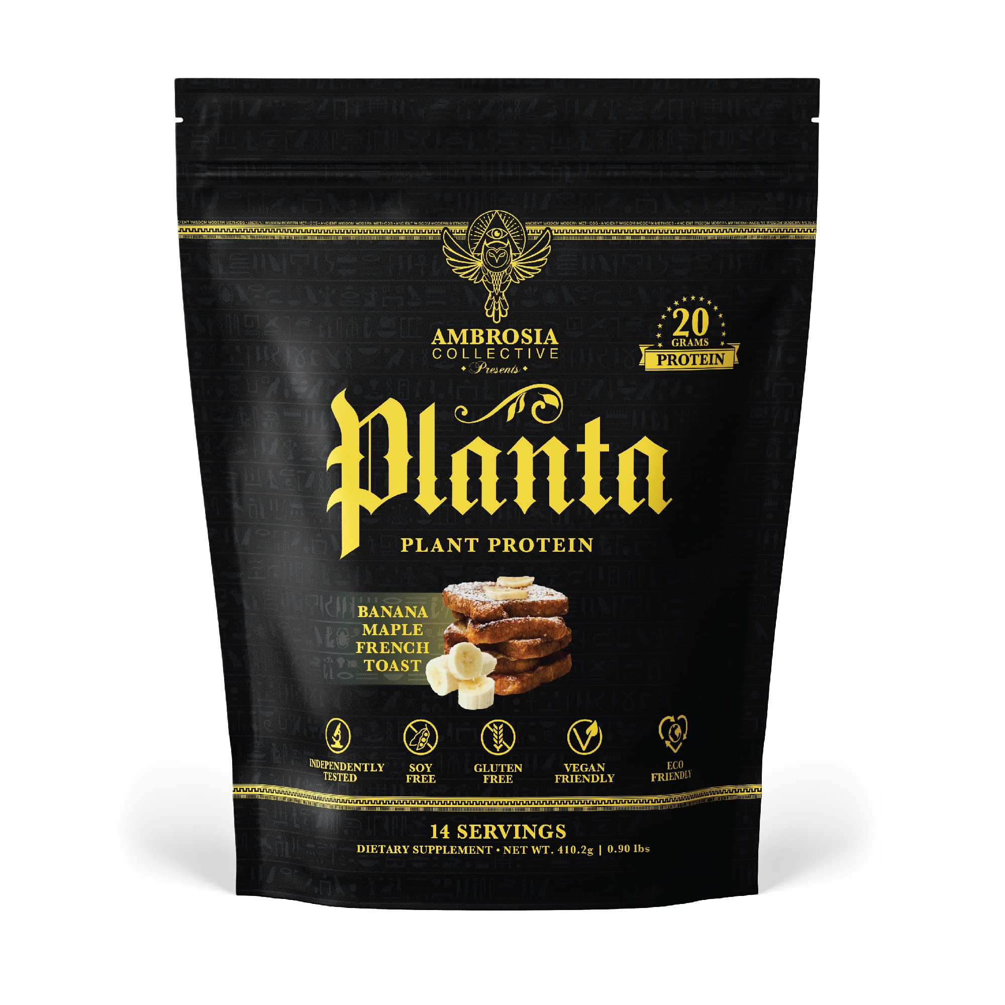 Ambrosia Planta Banana Maple bottle pour showing smooth shake for quick energy