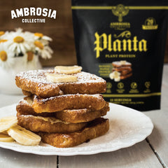 Ambrosia Planta serving cups illustrate 14 servings per tub