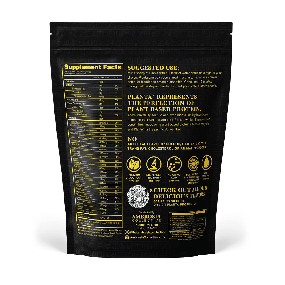 Ambrosia Planta banana maple shake in glass highlighting creamy texture
