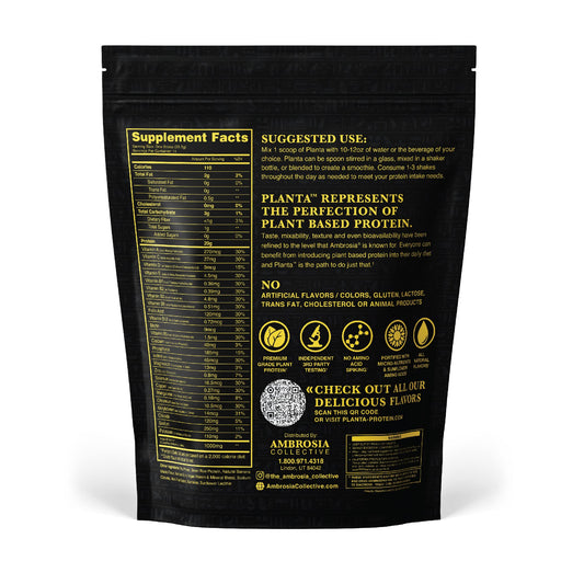 Ambrosia Planta banana maple shake in glass highlighting creamy texture