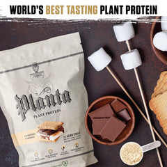 Ambrosia Planta shaker blending a creamy vegan protein drink for on-the-go fueling.