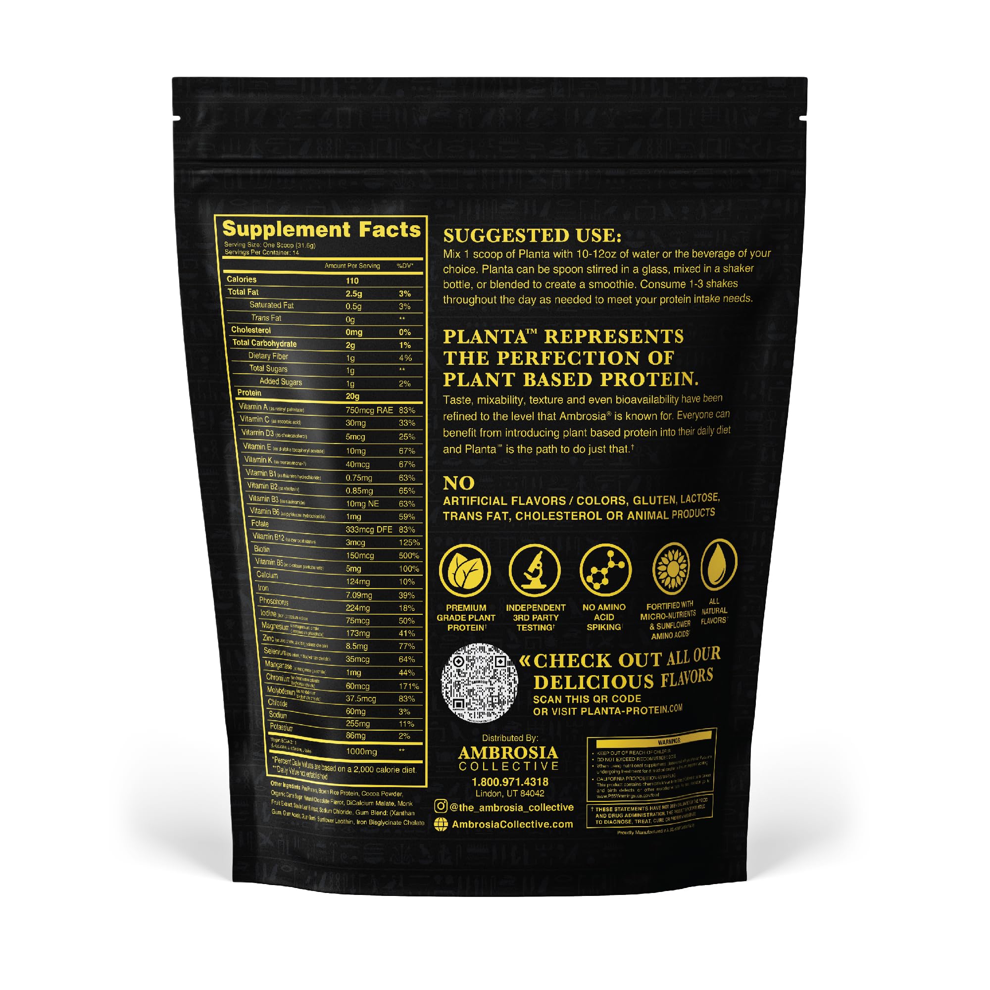 Ambrosia Planta powder scoop ready to mix into a shake.