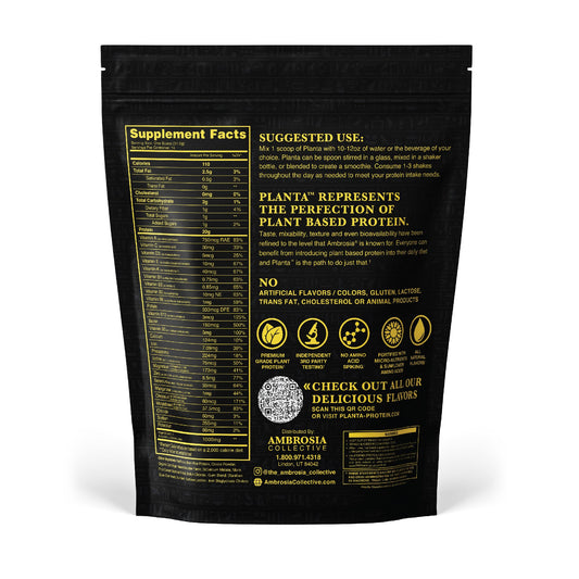 Ambrosia Planta powder scoop ready to mix into a shake.