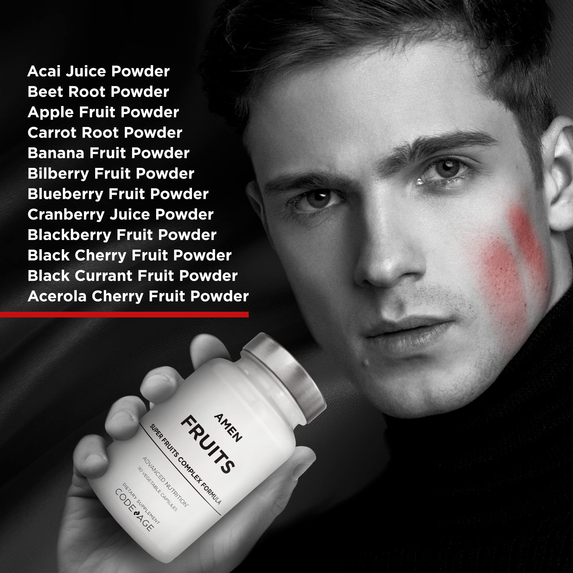 Vibrant Amen Fruits capsules reveal fruit inclusions supporting a plant-powered routine.