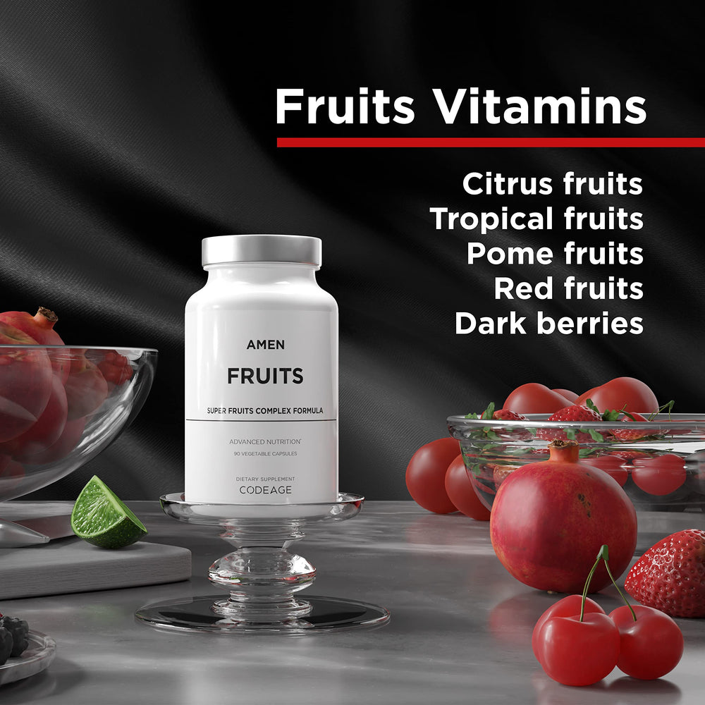 Amen Fruits label emphasizes non-GMO status and USA manufacturing for quality assurance.