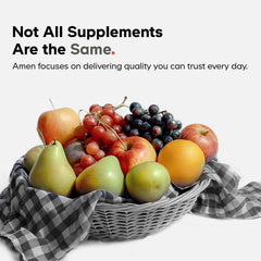 Amen Fruits Veggies daily-use bottle suggests simple routine integration.