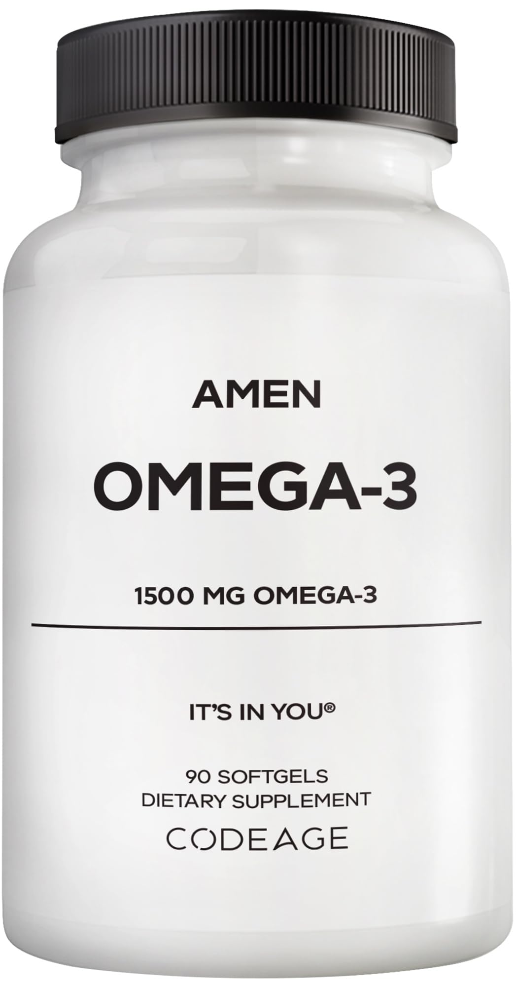 Amen Omega-3 softgels bottle front view highlighting high-potency EPA and DHA.