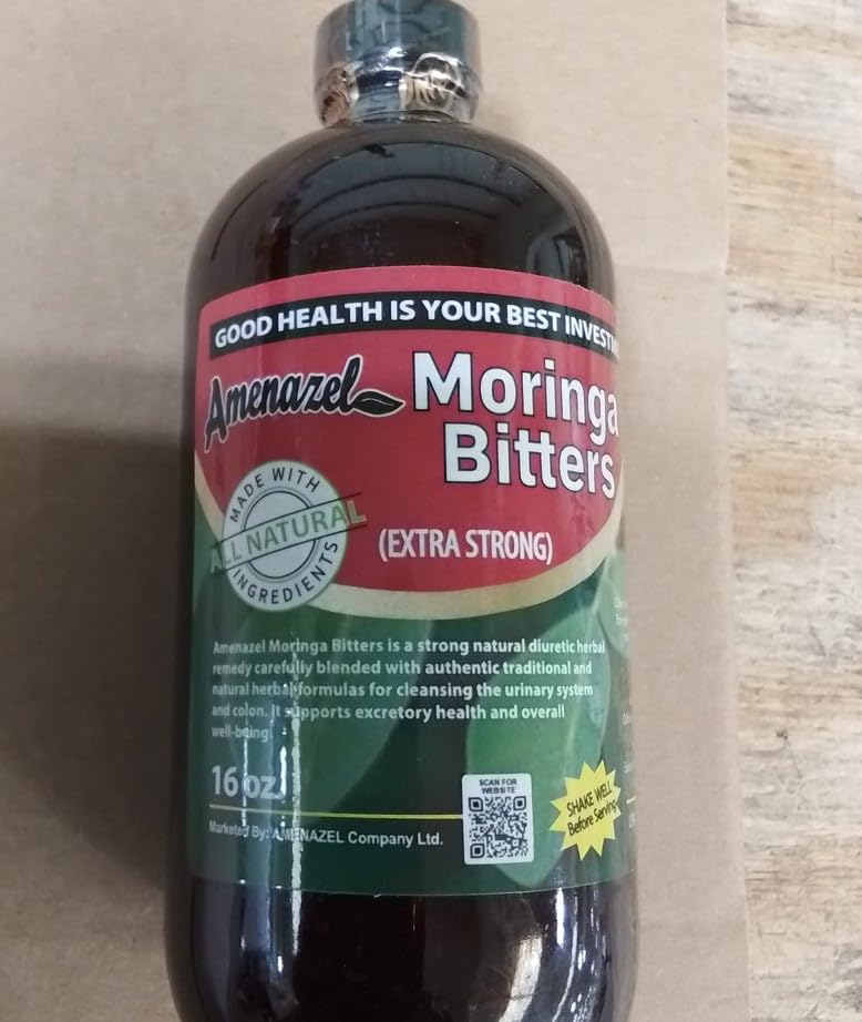 Amenazel Moringa Bitters kitchen scene suggests family-friendly, everyday routine.