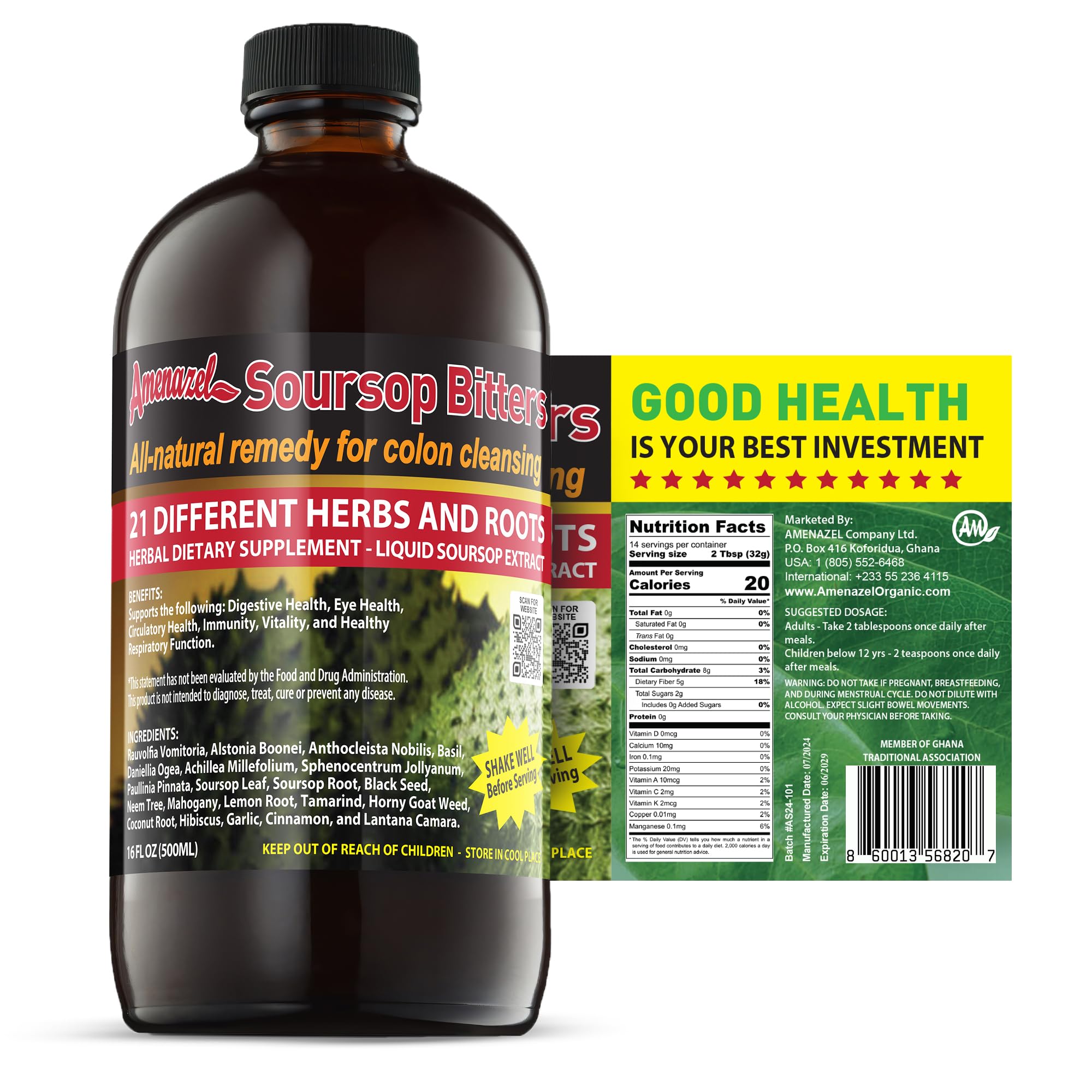 Amenazel Soursop Bitter Blend bottle for cocktails and flavoring