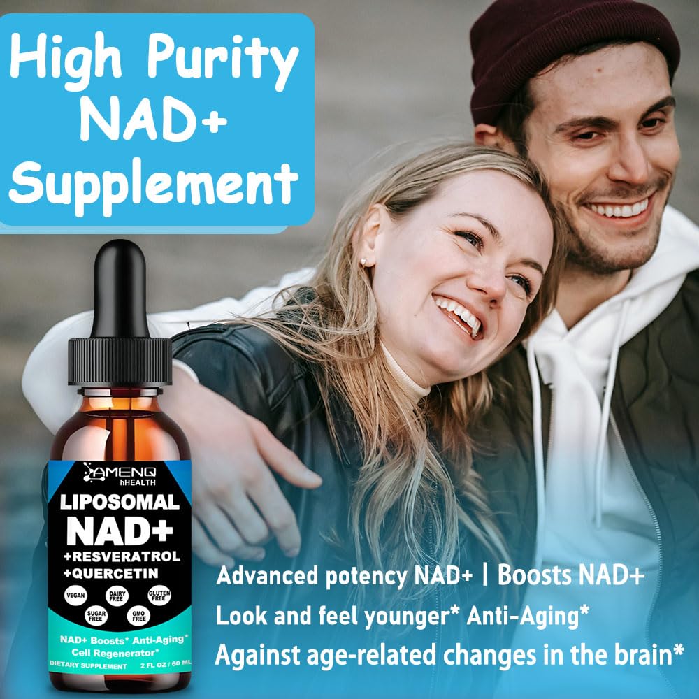 AMENQ hHEALTH daily-dose drops image illustrating quick, flavor-friendly regimen.