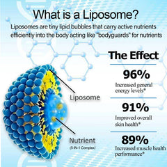 AMENQ hHEALTH liposomal encapsulation visual indicating higher bioavailability.