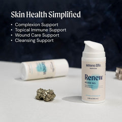 Ameo Life 100ml bottle image, premium colloidal silver gel for soothing small skin issues.