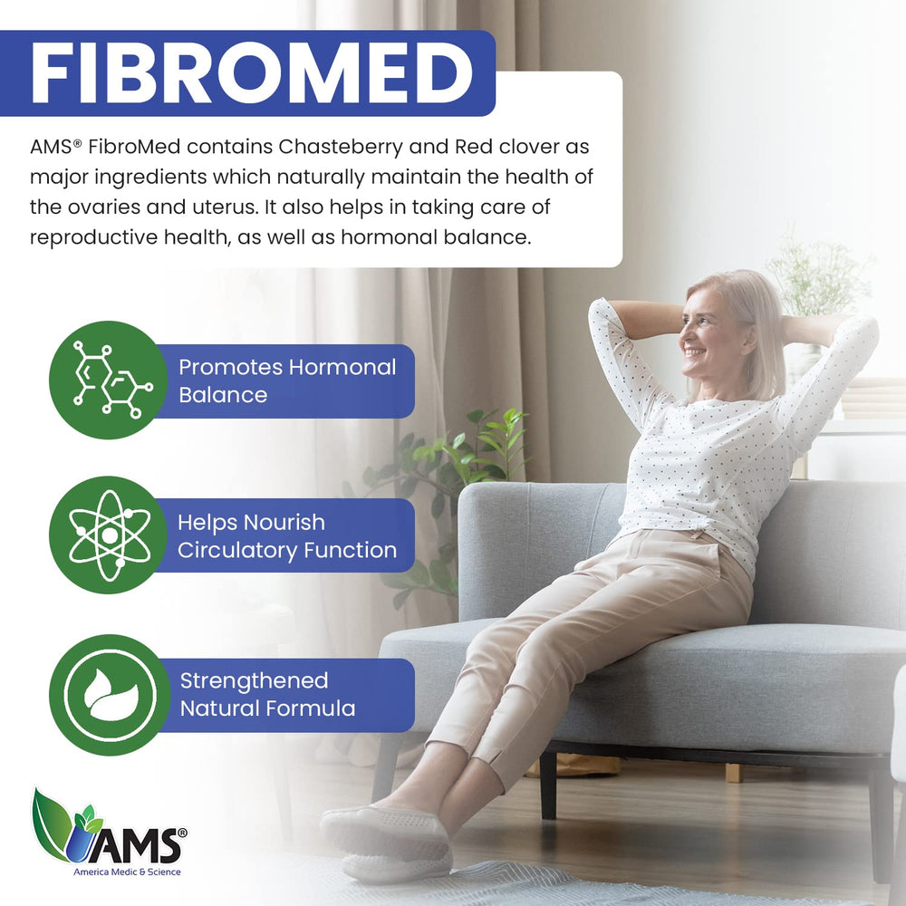 America Medic & Science FibroMed bottle open to reveal capsules for daily routines