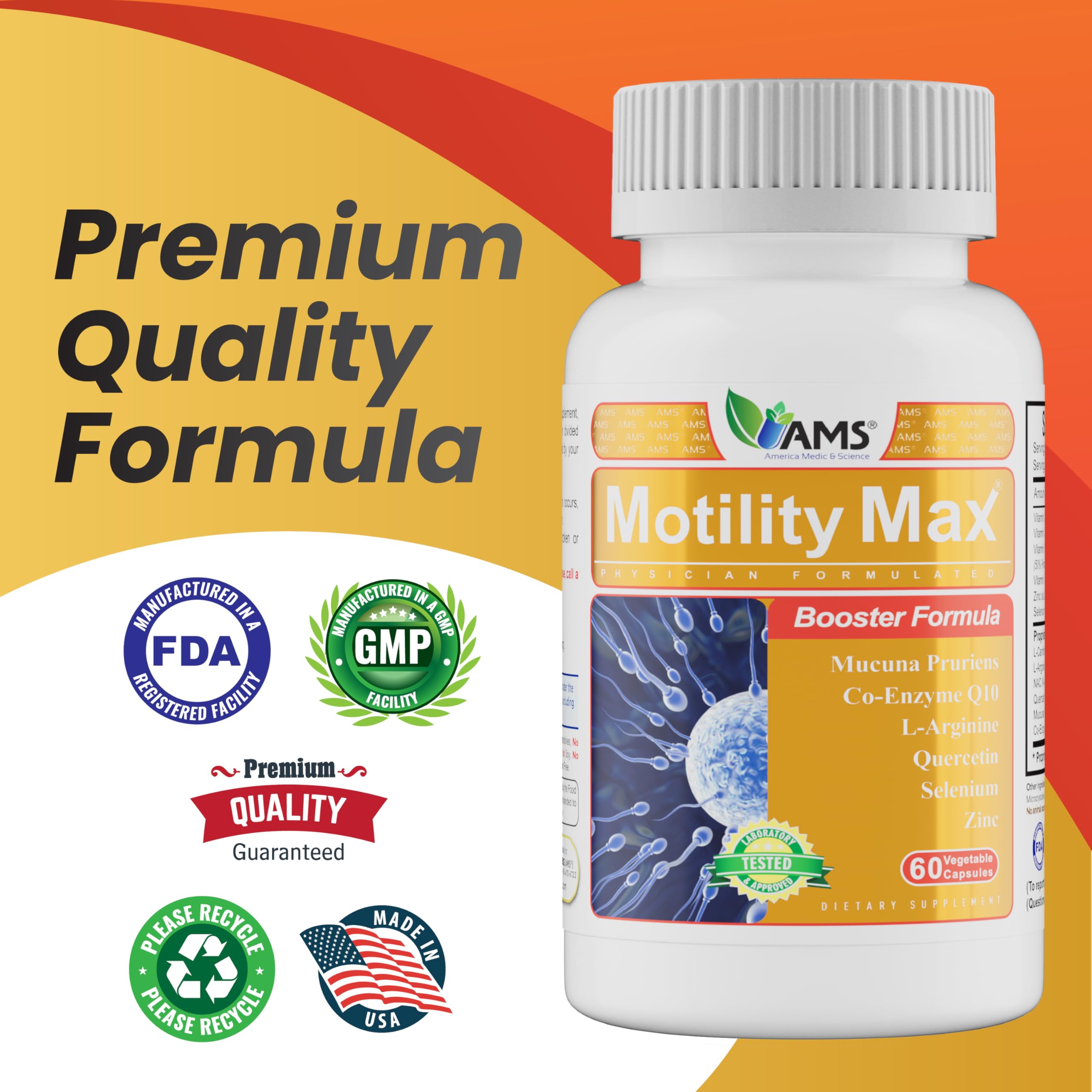 Motility Max ingredient list details L-Arginine and L-Carnitine.