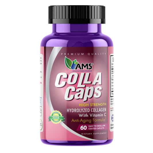 America Medic and Science Colla Caps bottle supports daily beauty for skin, hair, and nails.