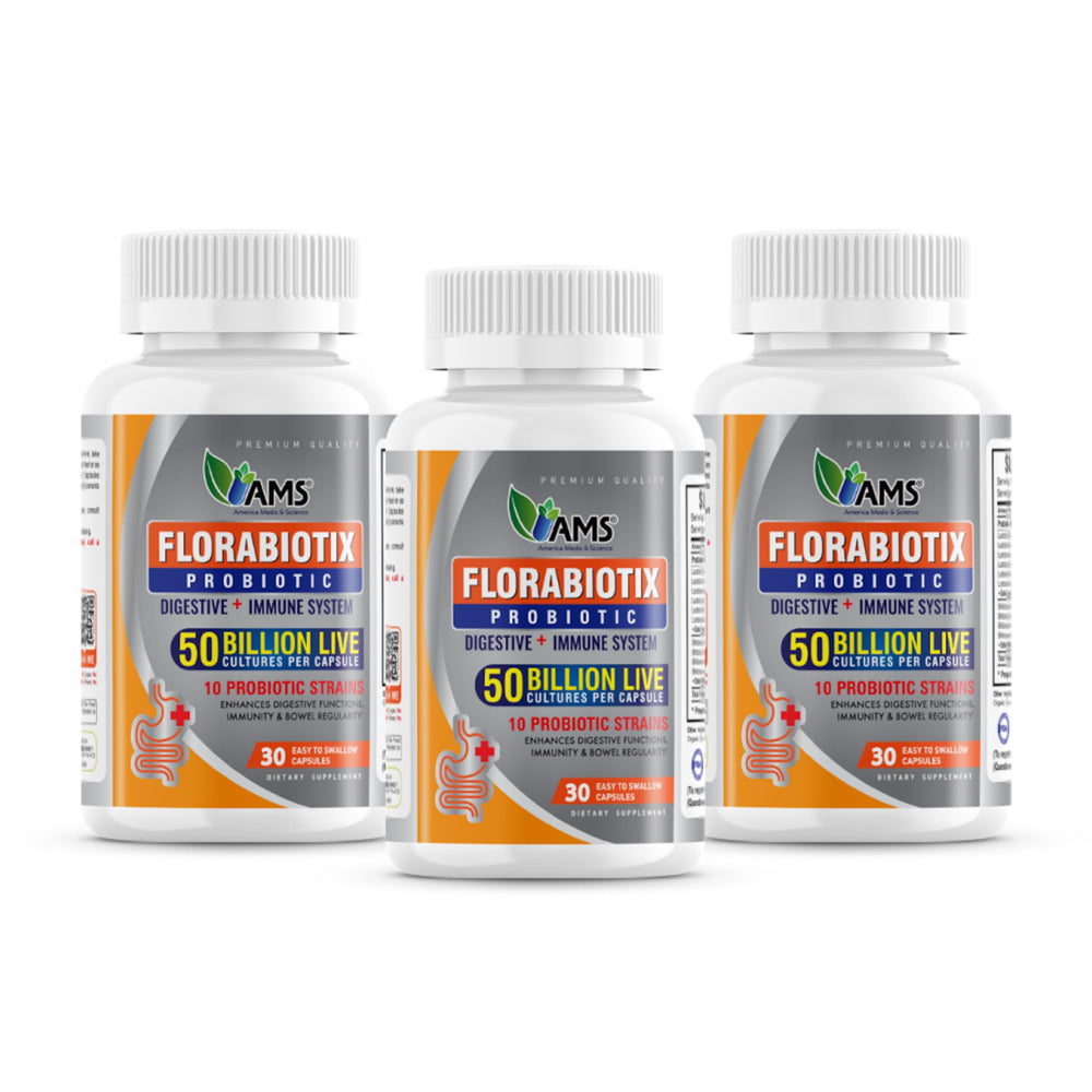 America Medic & Science Florabiotix probiotic bottle front view for daily gut balance