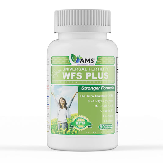 America Medic & Science WFS Plus bottle front showing daily ovulatory health support.