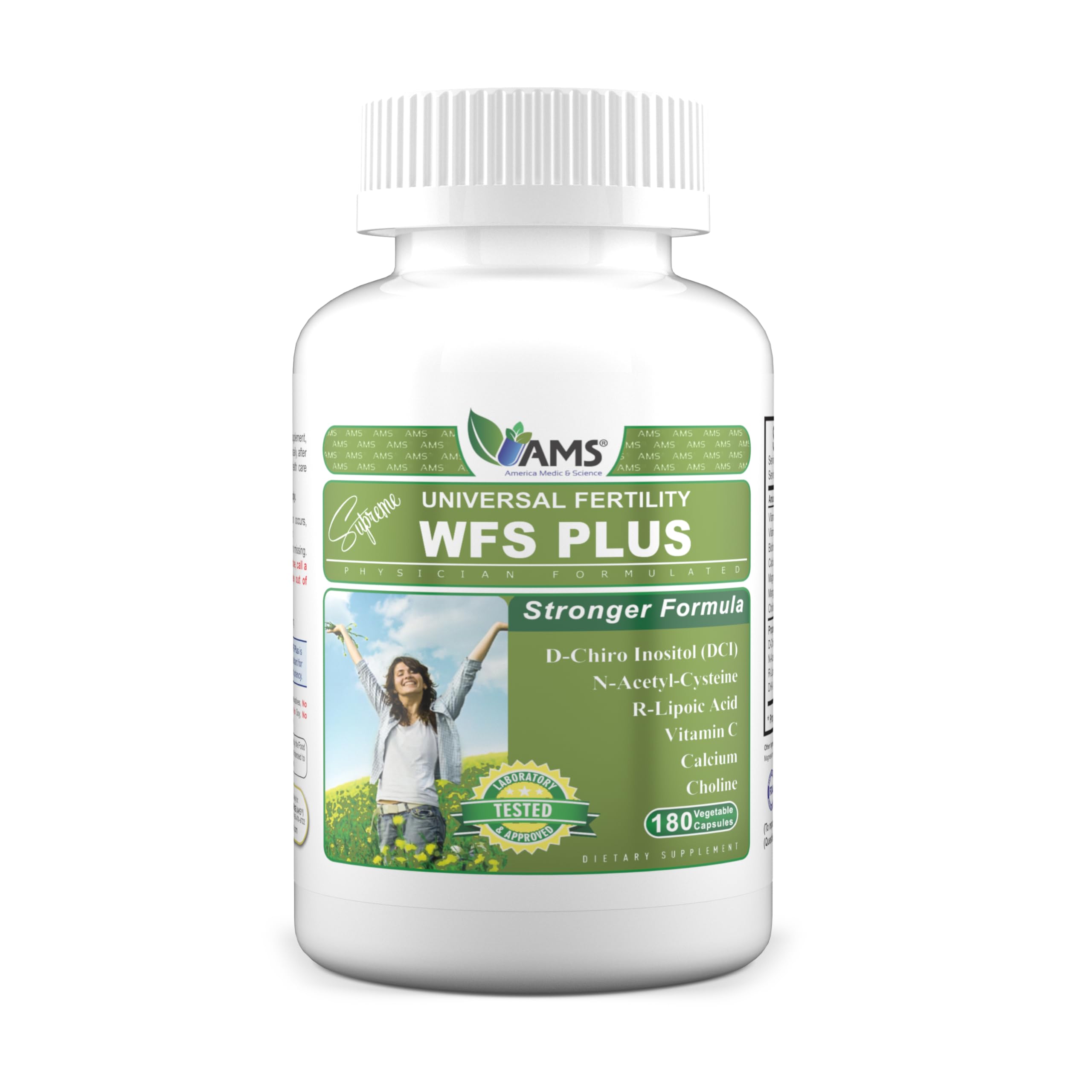 America Medic & Science WFS Plus bottle, daily ovulatory health support.