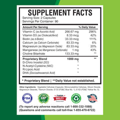 America Medic & Science WFS Plus DHA and folic acid icons indicate essential daily nutrients.