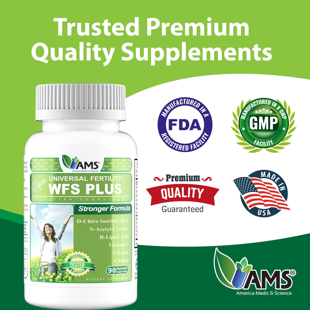 Label highlights key ingredients D-Chiro Inositol and DHA in WFS Plus.