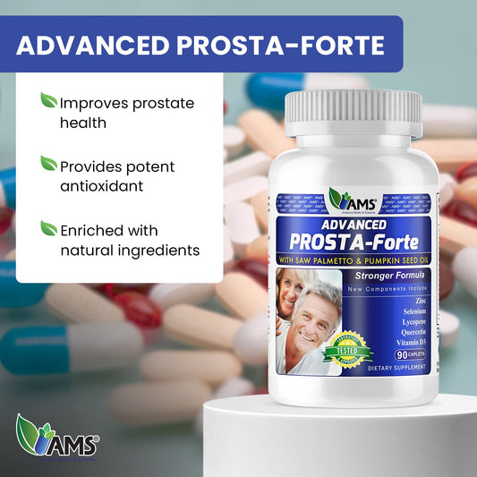 Prosta-Forte caplets close-up highlighting easy-to-swallow tablets.