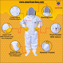 American Bee cotton beekeeping suit elastic cuffs keep sleeves secure during work.