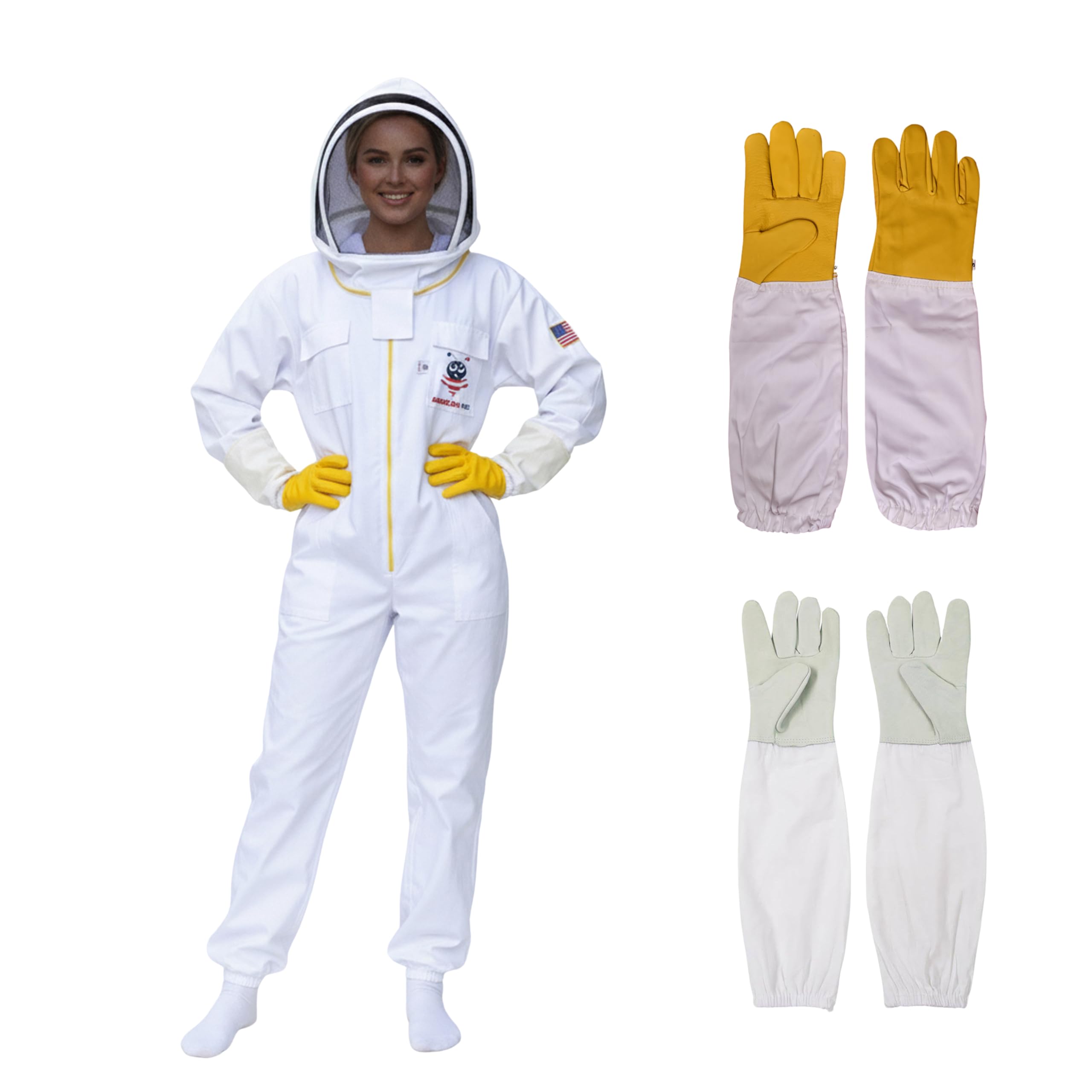 American Bee Cotton Beekeeping Suit with full body coverage and detachable veil.