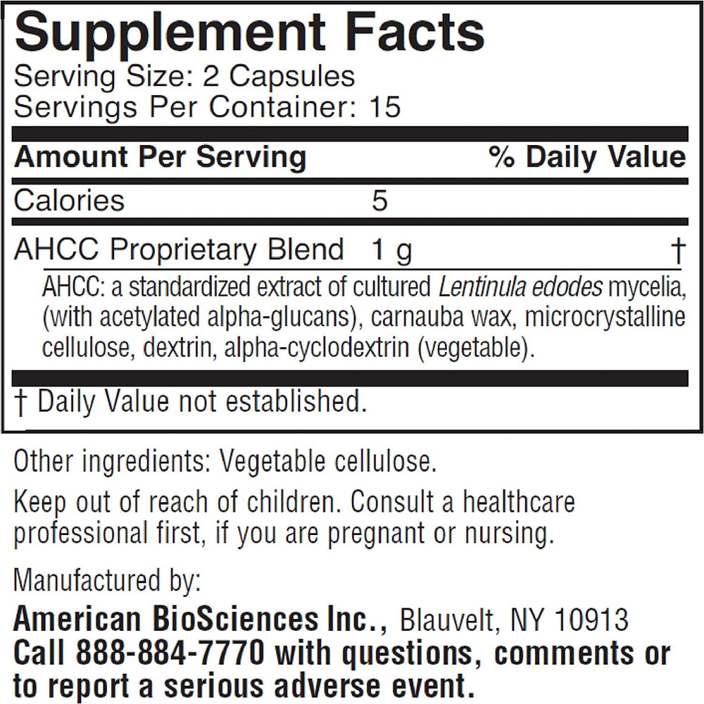 American BioSciences ImmPower bottle back shows dosage and ingredients for easy use