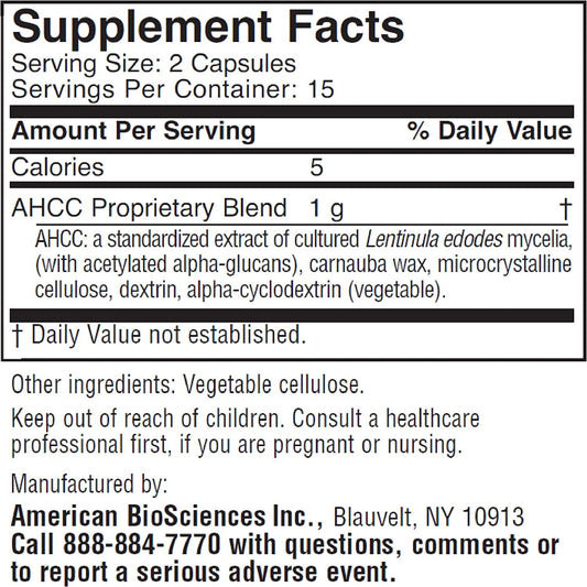 American BioSciences ImmPower bottle back shows dosage and ingredients for easy use