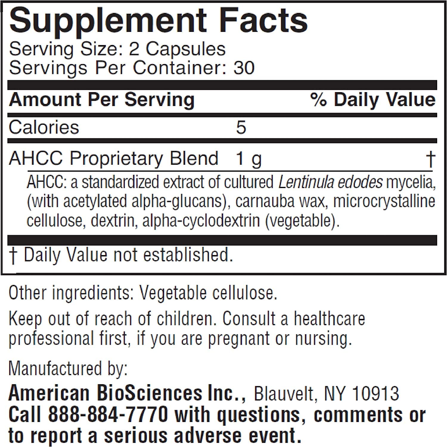 American BioSciences ImmPower AHCC bottle back reveals supplement details and ingredients