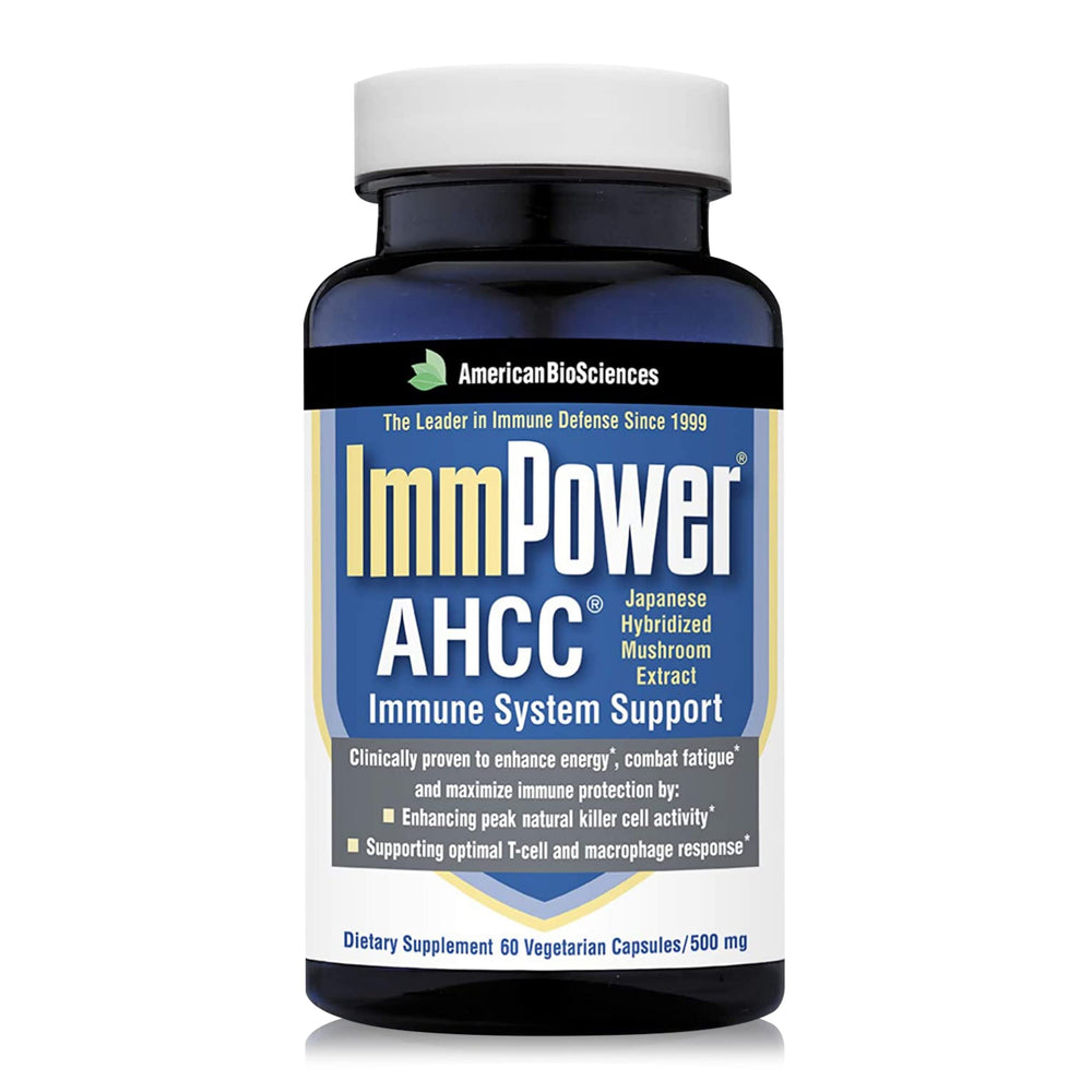 American BioSciences ImmPower AHCC bottle front shows a trusted immune support formula