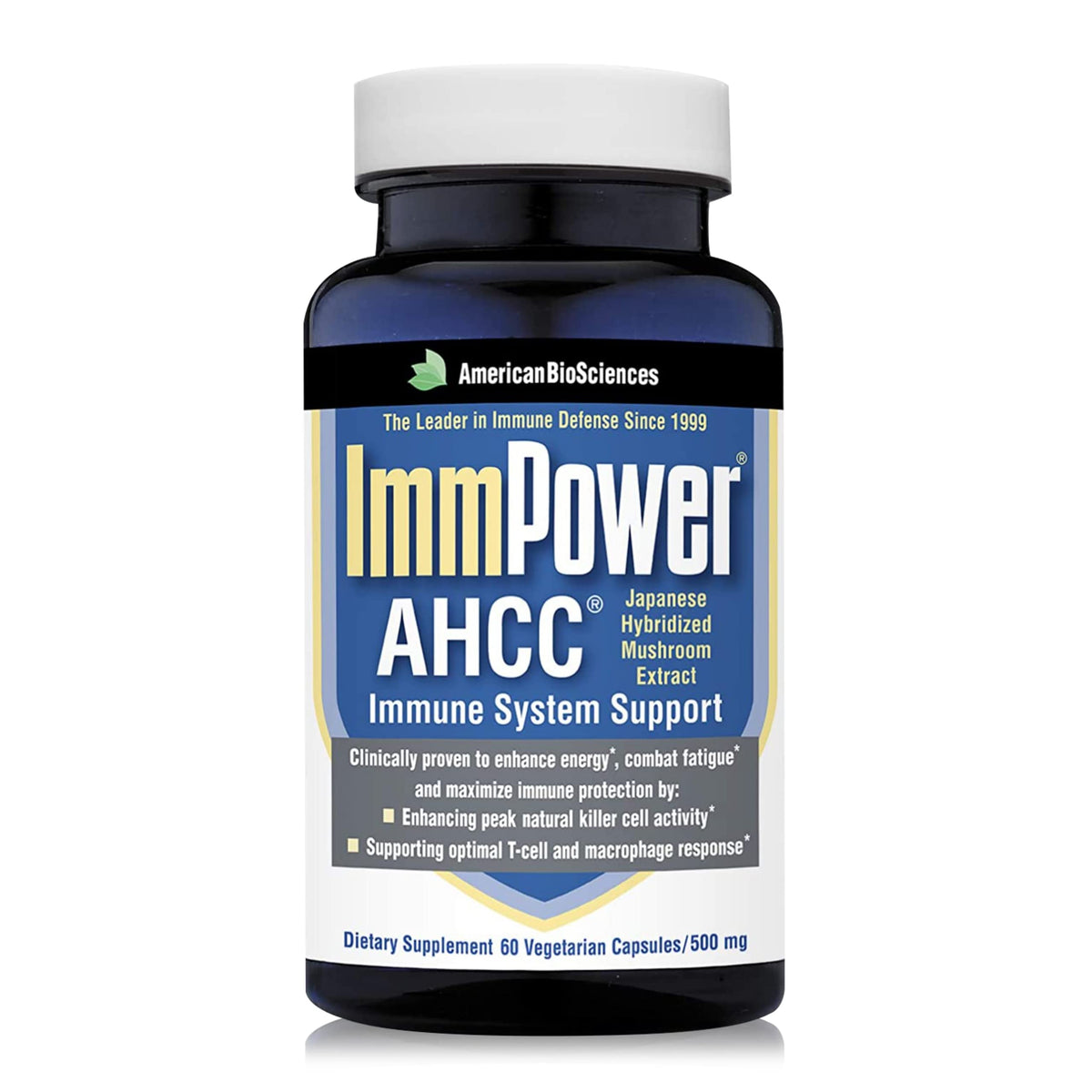 American BioSciences ImmPower AHCC bottle front shows a trusted immune support formula